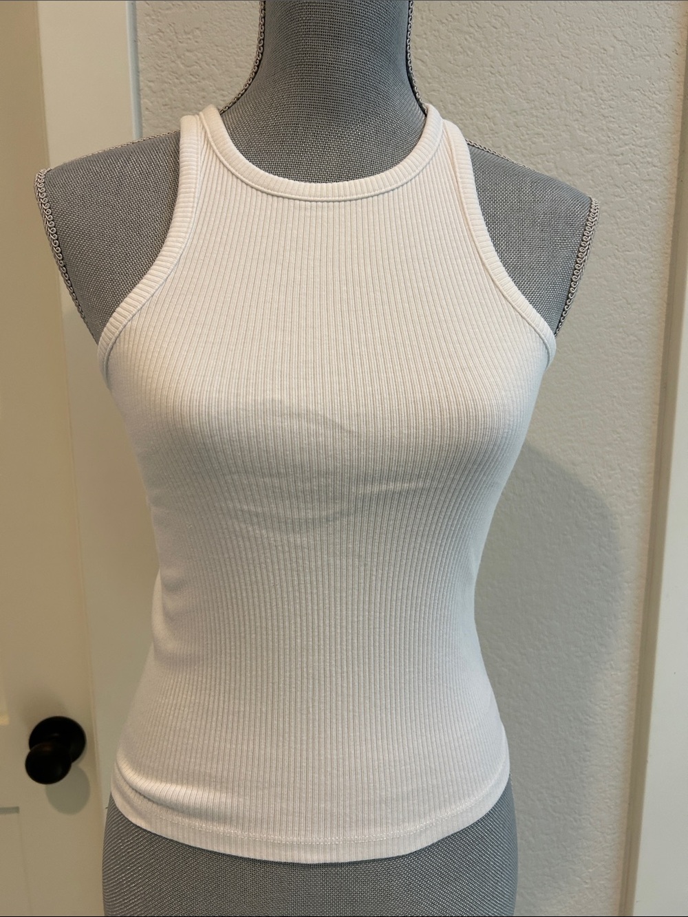 J. Crew White Ribbed Halter Tank